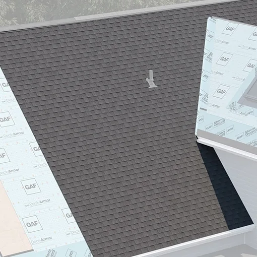 Closeup of shingles on a GAF Roofing System.